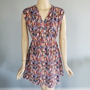 Kardashian Kollection Confetti Multi Color Faux Wrap Flowy Mini Dress XS NWT